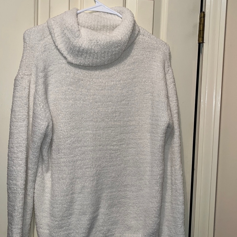 White cowl neck sweater